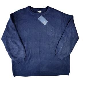 Crown & Ivy Navy Blue Balloon Sleeve Sweater sz L - NEW!